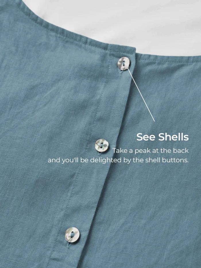 100% Linen Side-Tie Button-Back Boxy Top ELSIE