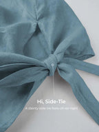 100% Linen Side-Tie Button-Back Boxy Top ELSIE