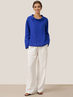 100% Linen Draped Neck Top HOLLIS