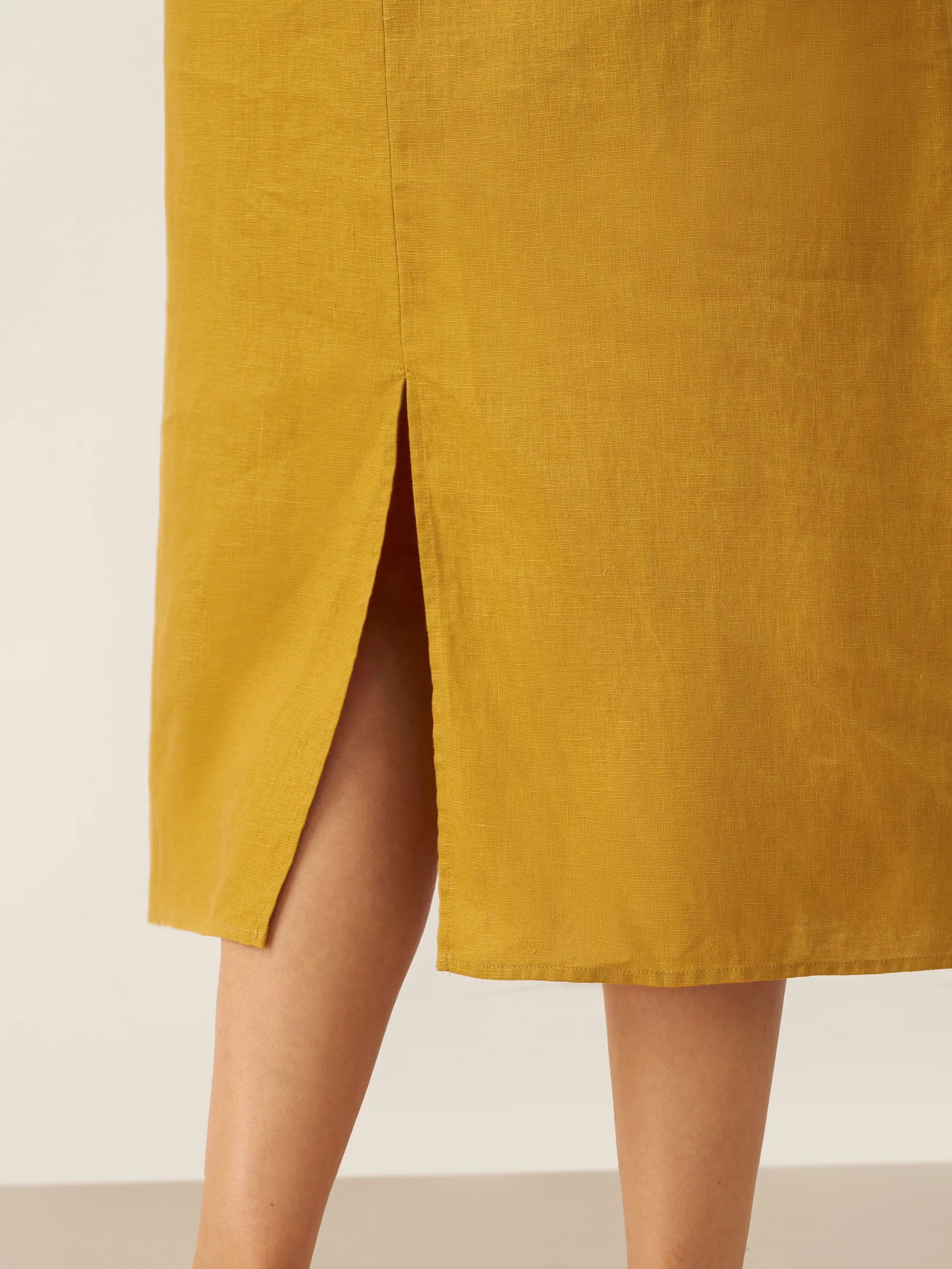 100% Linen Smocked Shoulder Embroidered Maxi Dress BELINE