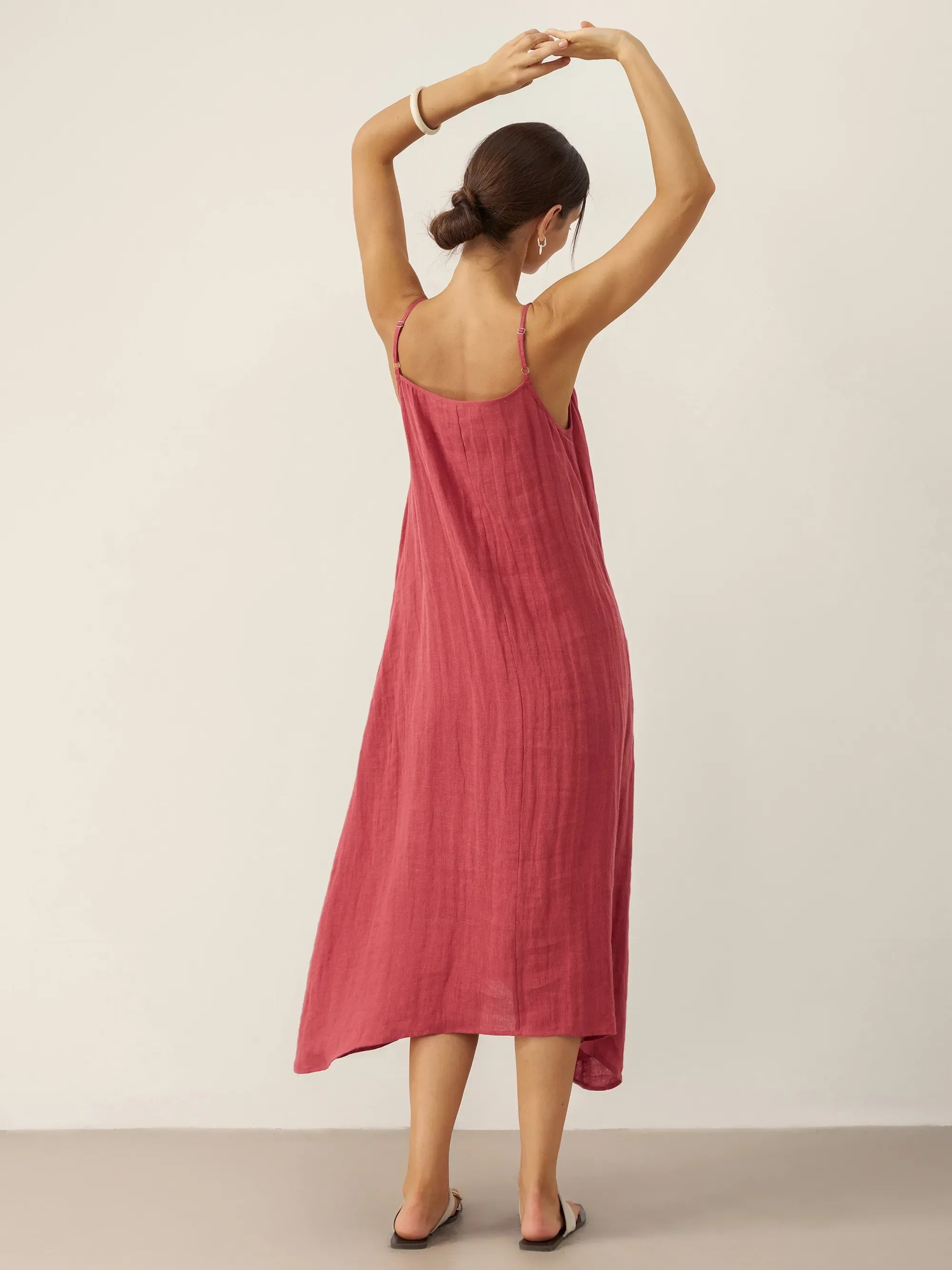 100% Linen Strappy Maxi Dress & Cover-Up Set UNA