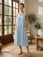 100% Linen Swing Beach Tank Dress GIANA