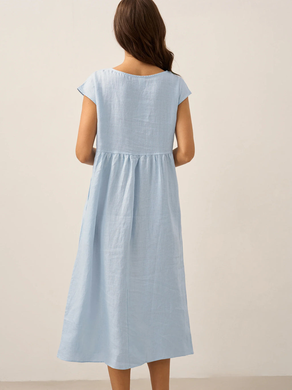 100% Linen Cap Sleeve Washed Maxi Dress JOAN
