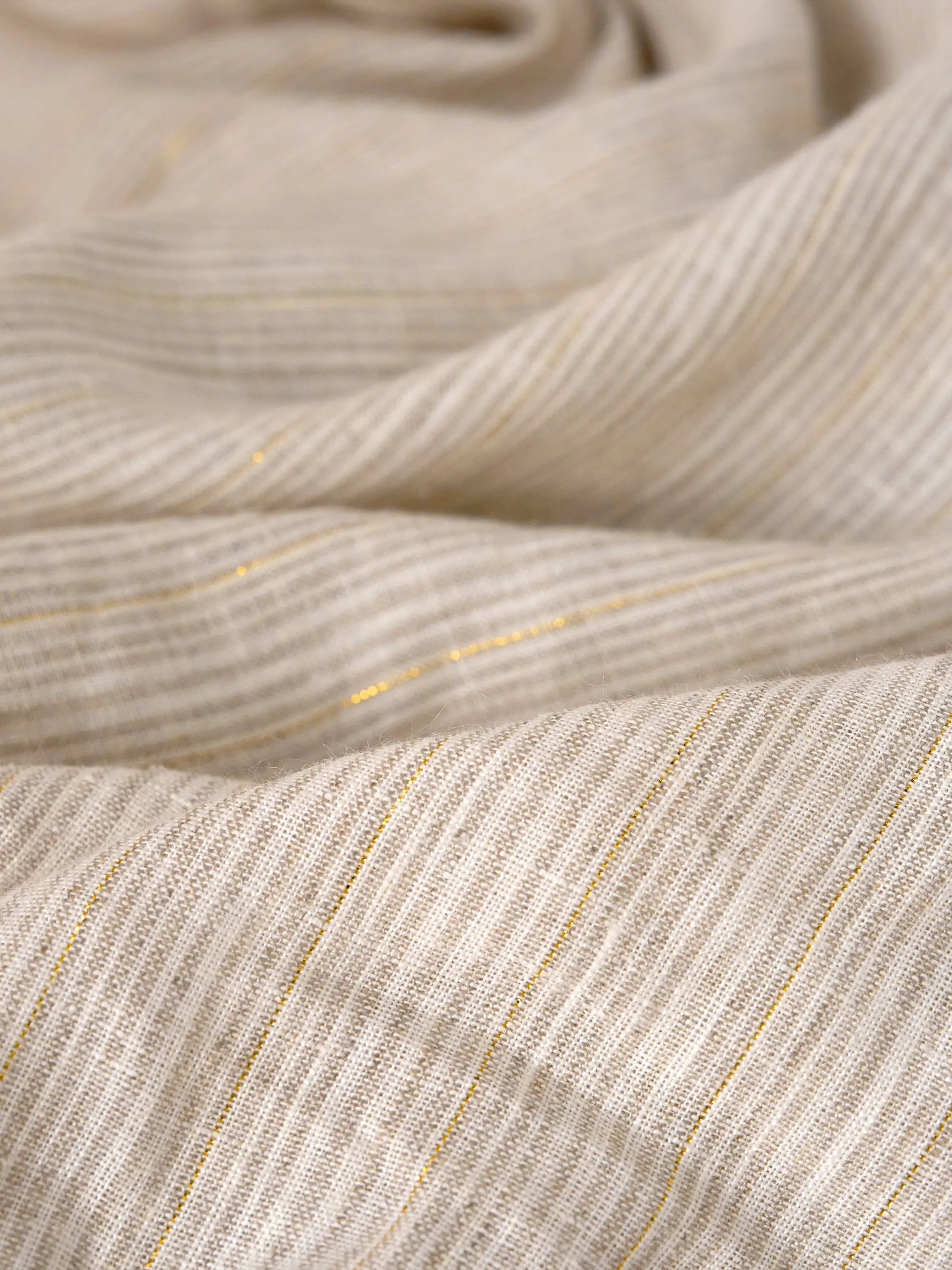 100% Linen Striped Elastic-Waist Midi Dress ARIA