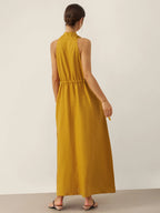 100% Linen V-Neck Halter Maxi Dress BETH