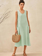 100% Linen Swing Beach Tank Dress GIANA