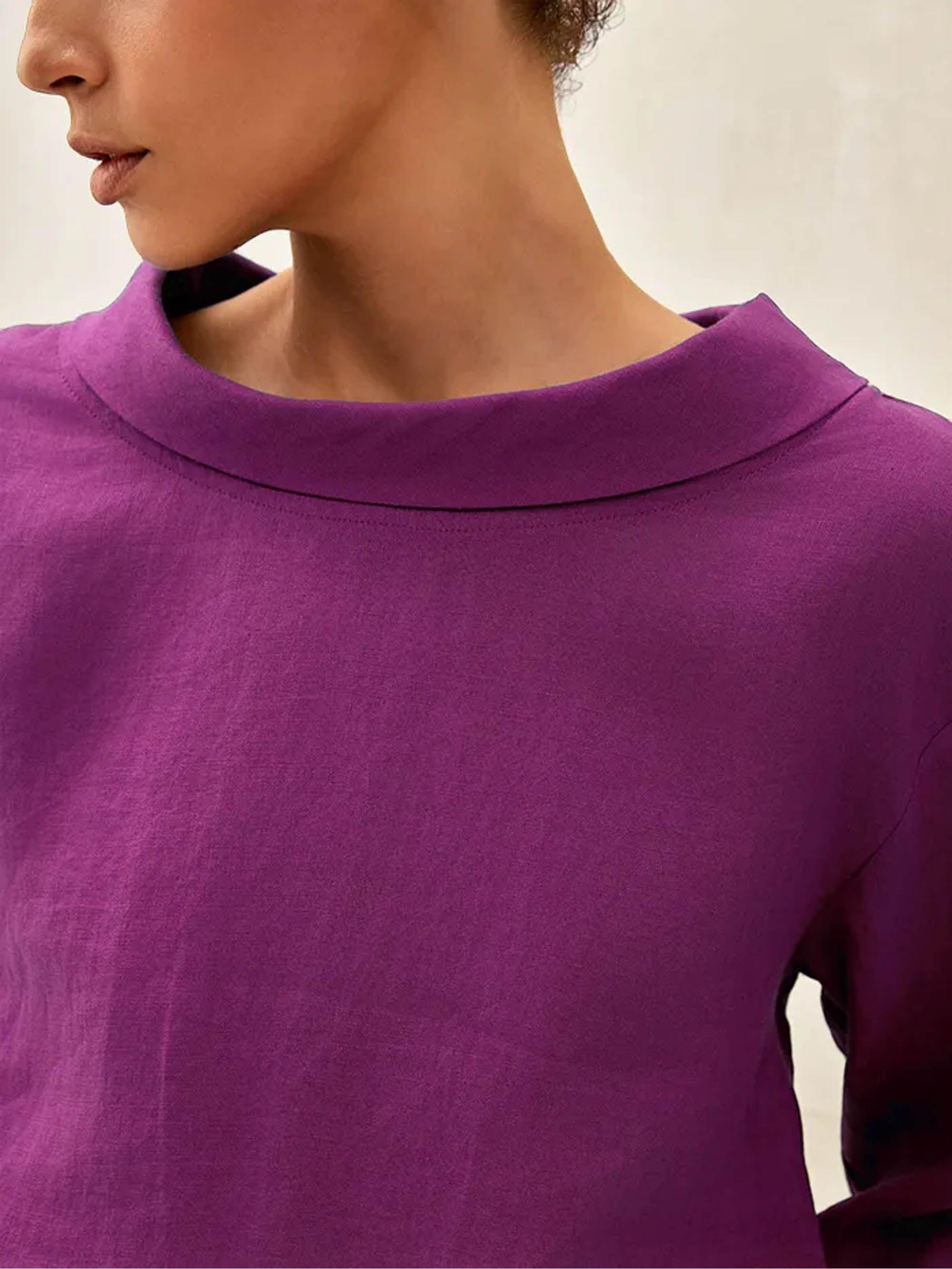 100% Linen Draped Neck Top HOLLIS