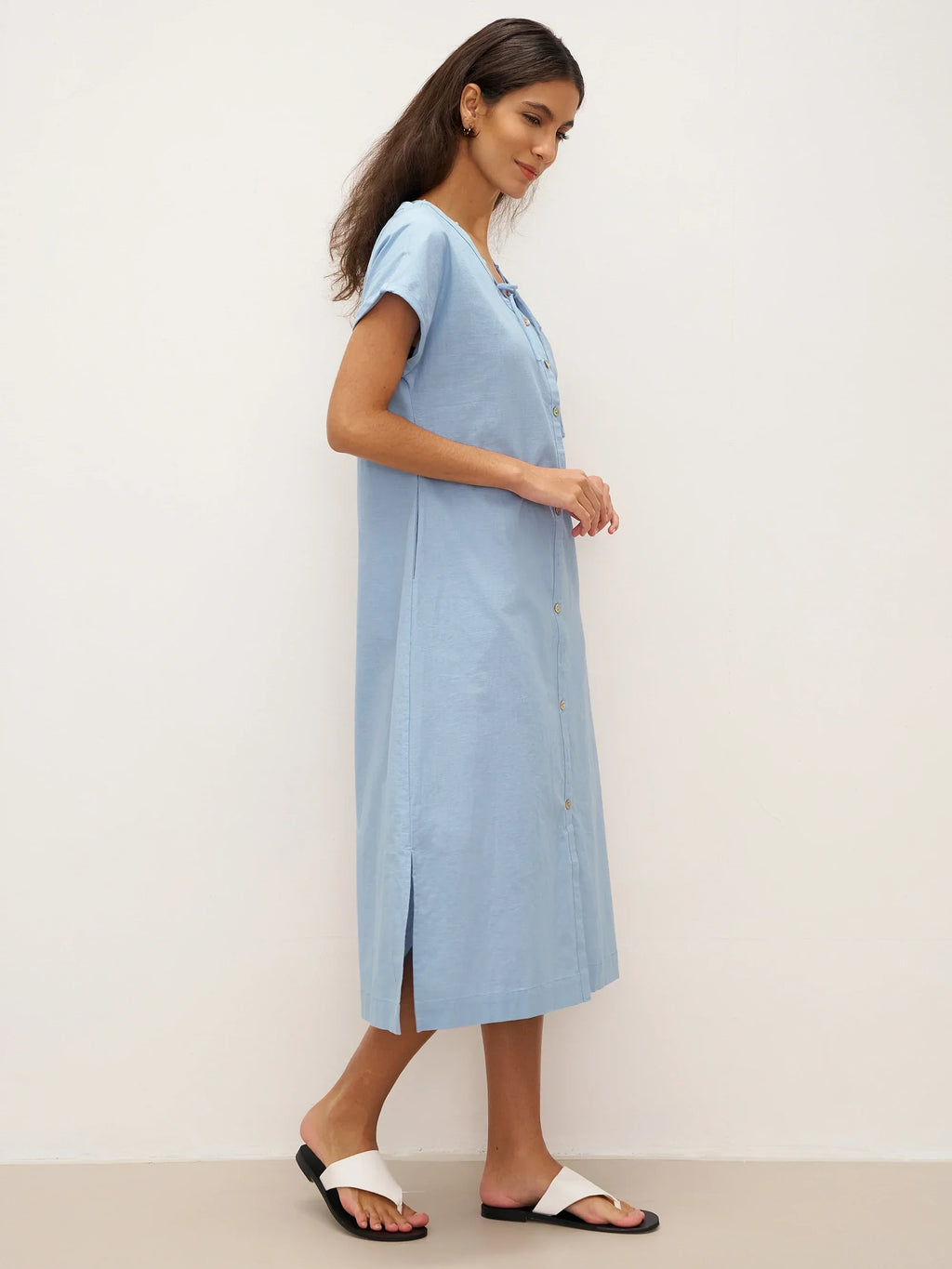 Linen Ladder Tie Simple Dress TAMARA