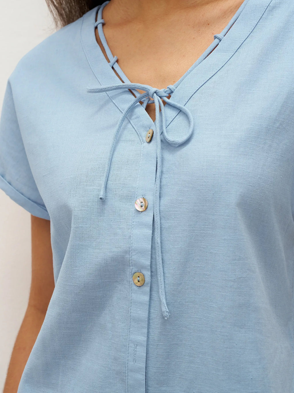 Linen Ladder Tie Simple Dress TAMARA