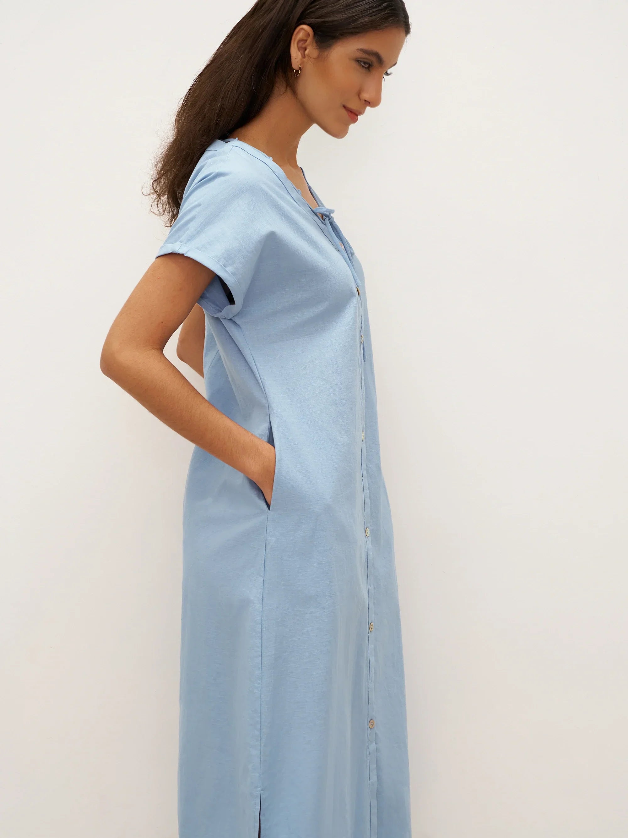 Linen Ladder Tie Simple Dress TAMARA