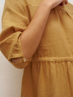 100% Linen A-Line Drawstring Waist Midi Dress DIXIE