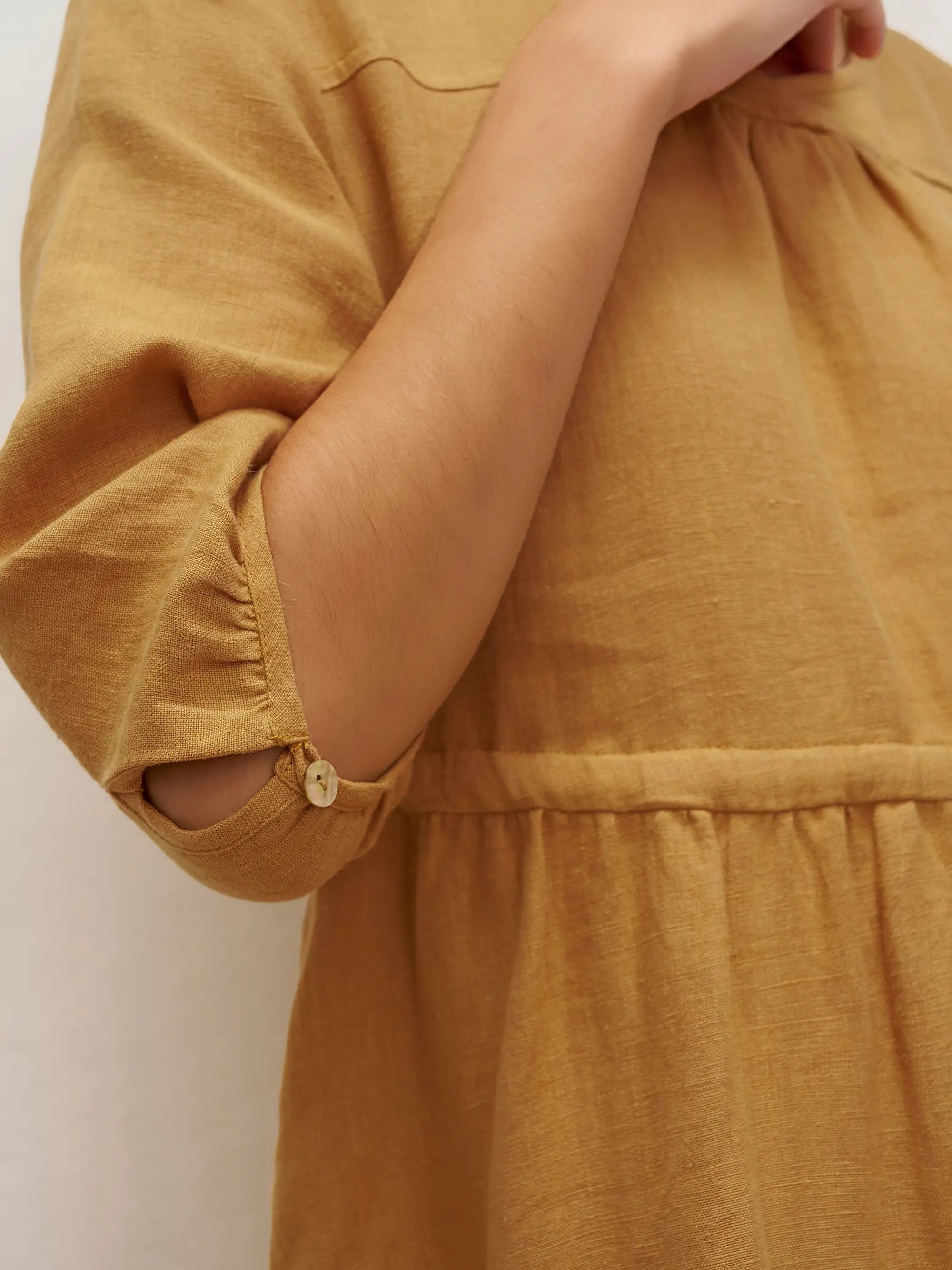 100% Linen A-Line Drawstring Waist Midi Dress DIXIE