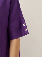 100% Linen V-Neck Pullover Midi Dress AUBREY