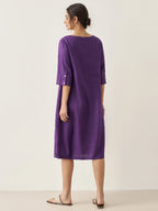 100% Linen Collarless Mid-Length Dress SOFIA