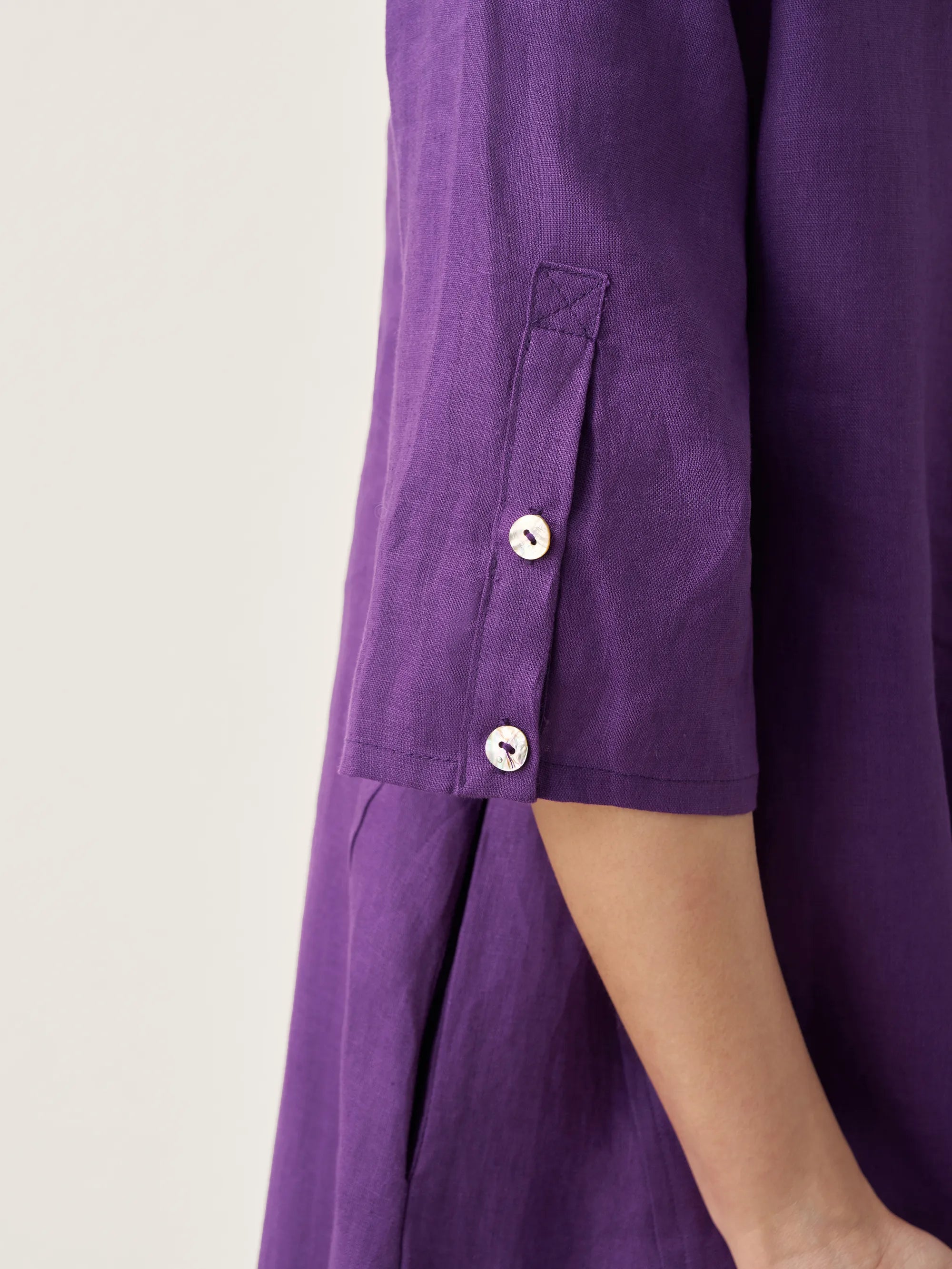 100% Linen Collarless Mid-Length Dress SOFIA