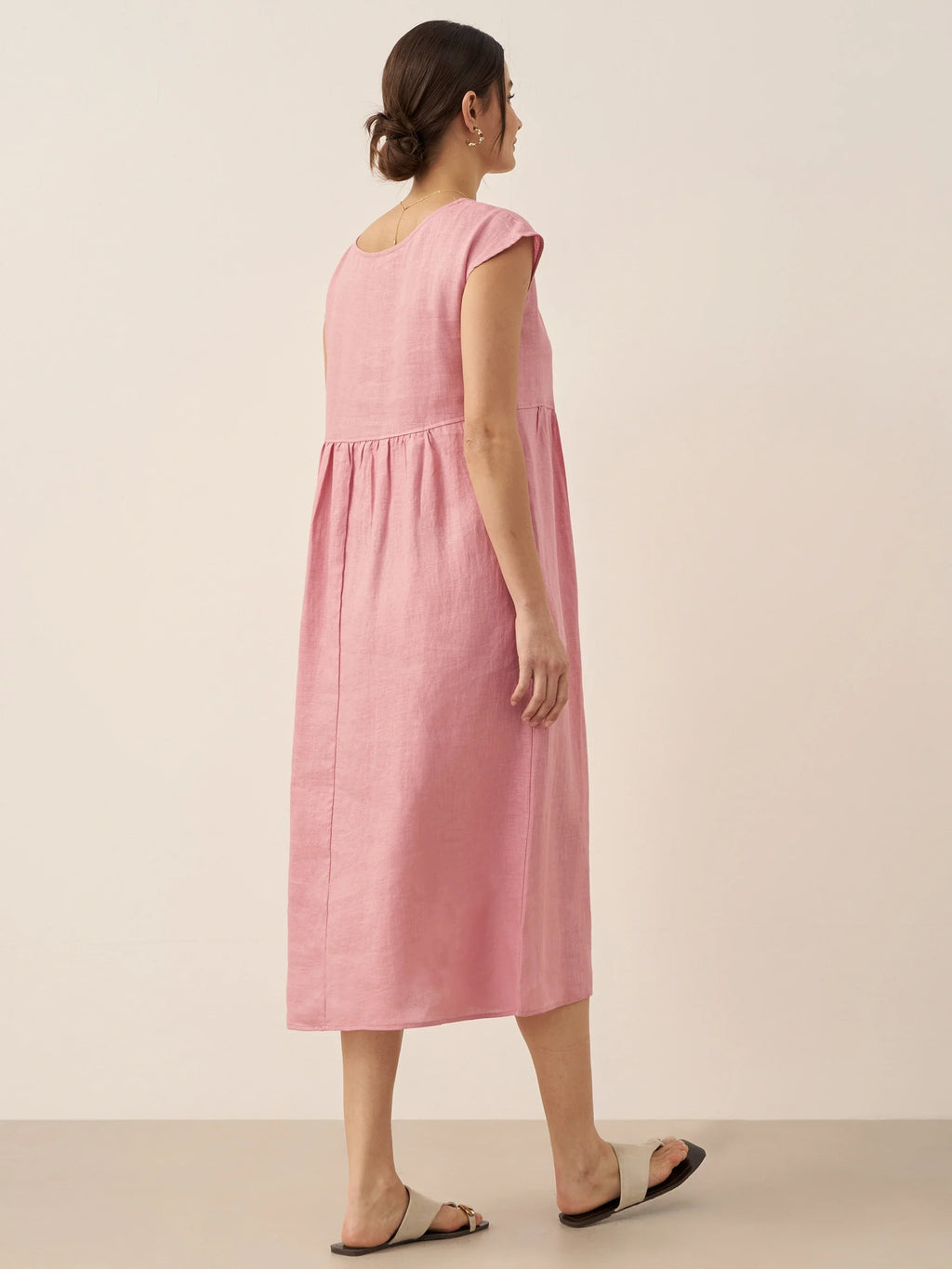 100% Linen Cap Sleeve Washed Maxi Dress JOAN