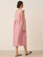 100% Linen Cap Sleeve Washed Maxi Dress JOAN