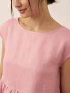 Linen Striped Cap Sleeve Washed Maxi Dress JOAN