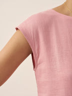 Linen Striped Cap Sleeve Washed Maxi Dress JOAN