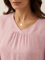 100% Linen A-Line Drawstring Waist Midi Dress DIXIE