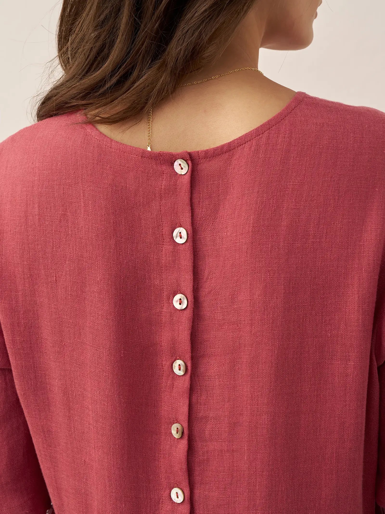 100% Linen Petal-Waist Drawstring Midi Dress JASMINE