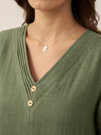 100% Linen V-Neck Double-Layer Midi Dress JAYDA