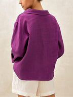 100% Linen Draped Neck Top HOLLIS