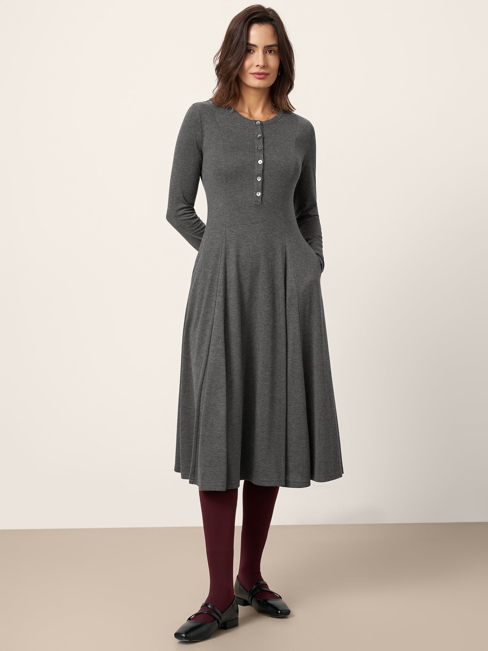 Cashmere Buttoned Panel Maxi Dress BREE