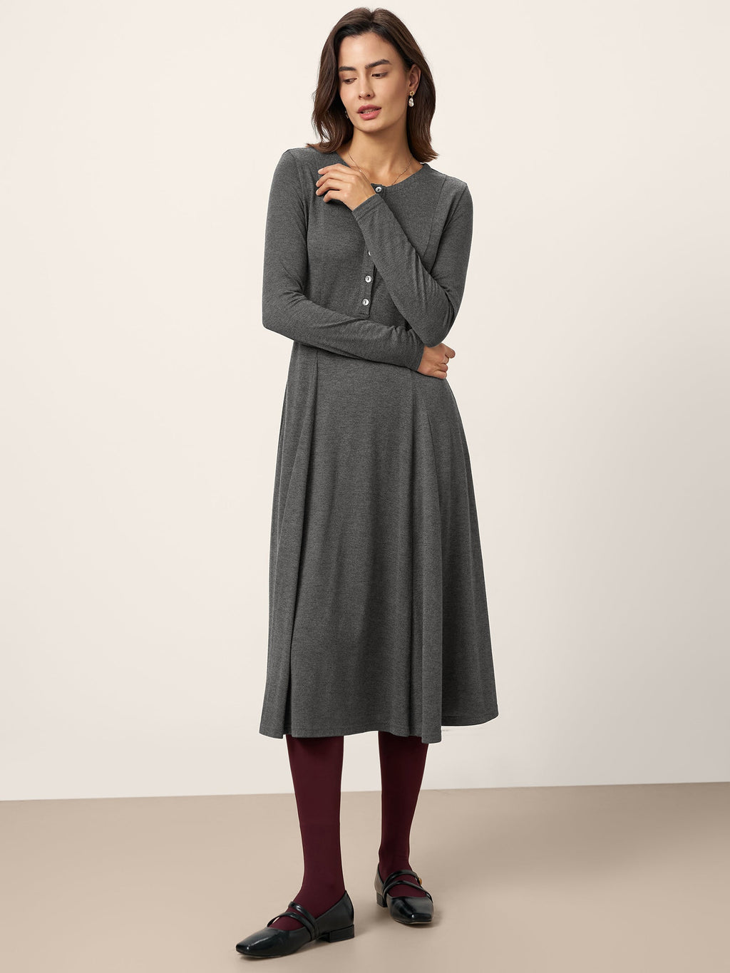 Cashmere Buttoned Panel Maxi Dress BREE