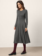 Cashmere Buttoned Panel Maxi Dress BREE