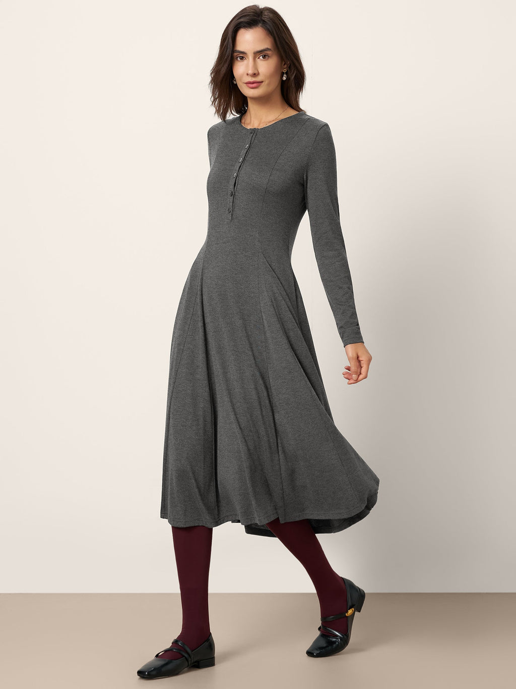 Cashmere Buttoned Panel Maxi Dress BREE