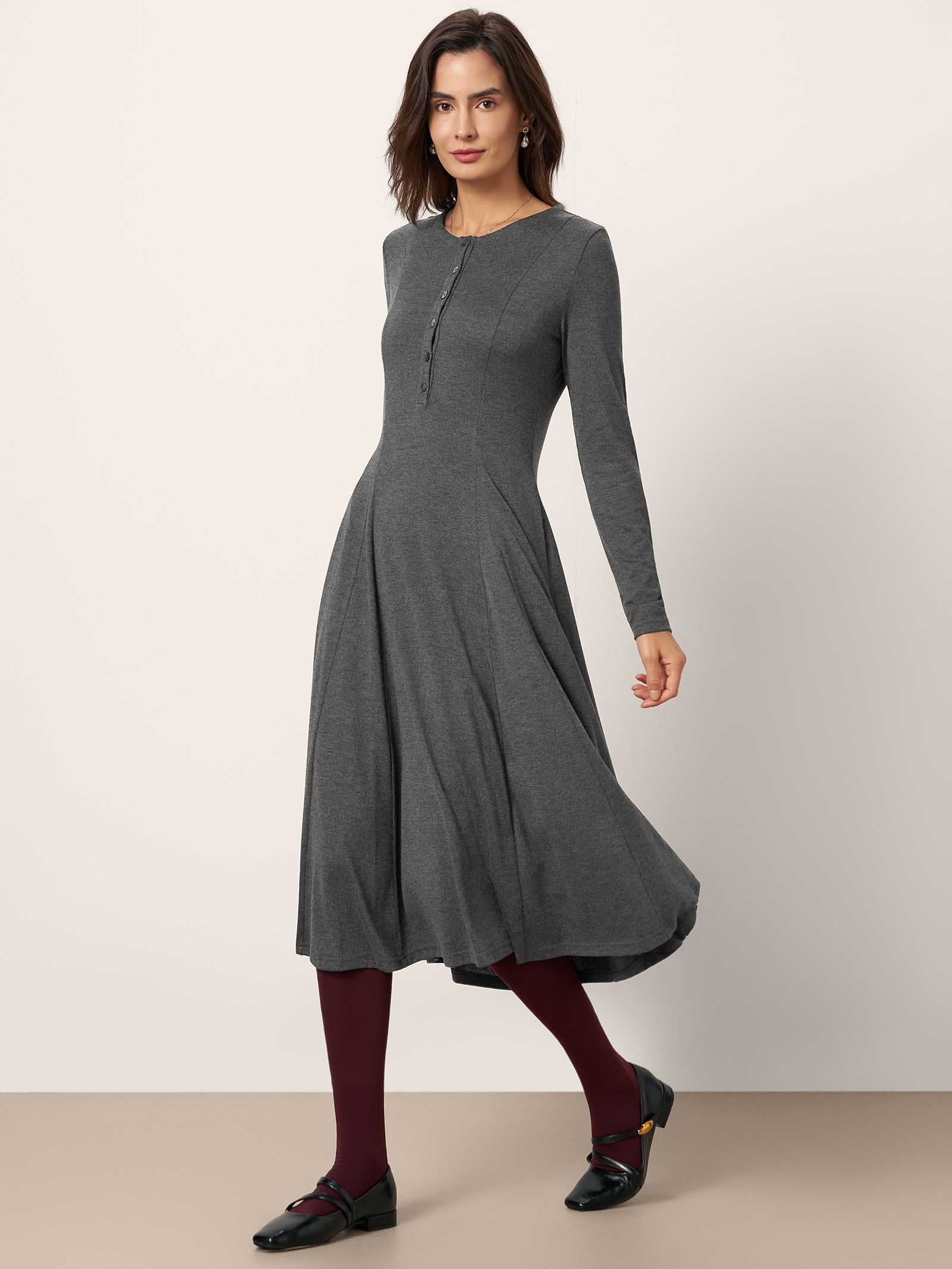 Cashmere Buttoned Panel Maxi Dress BREE