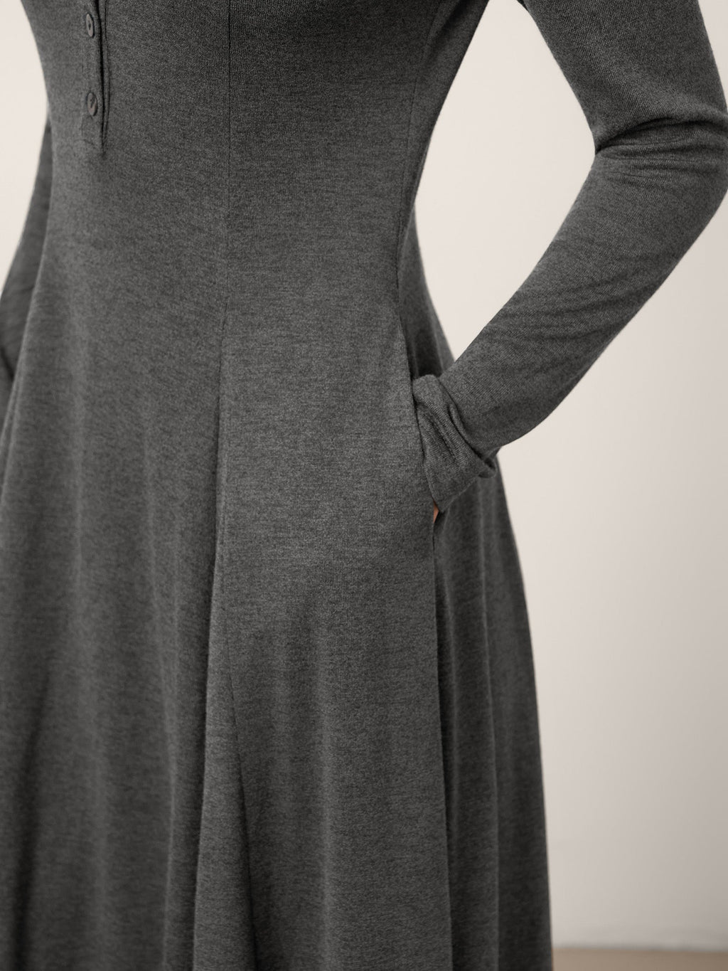 Cashmere Buttoned Panel Maxi Dress BREE