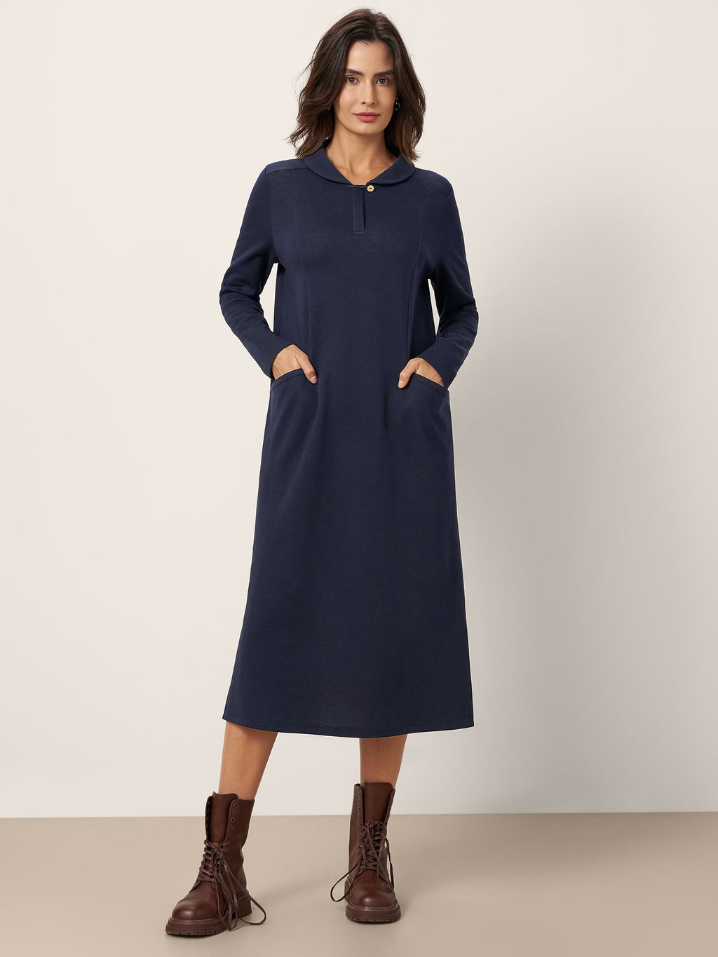 Cotton Collared Midi Dress ELYSE