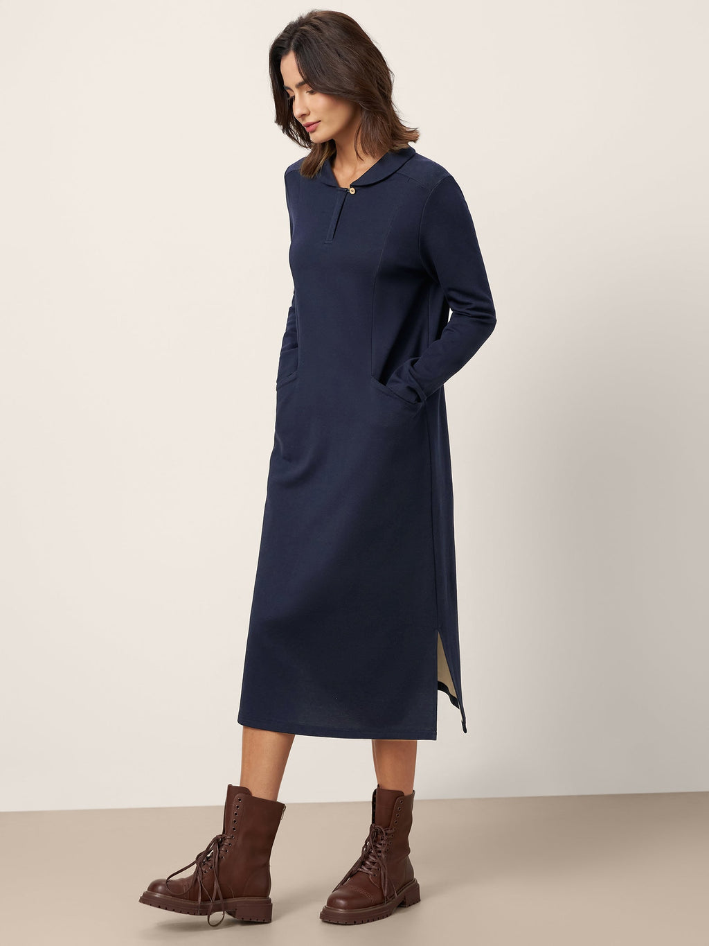 Cotton Collared Midi Dress ELYSE