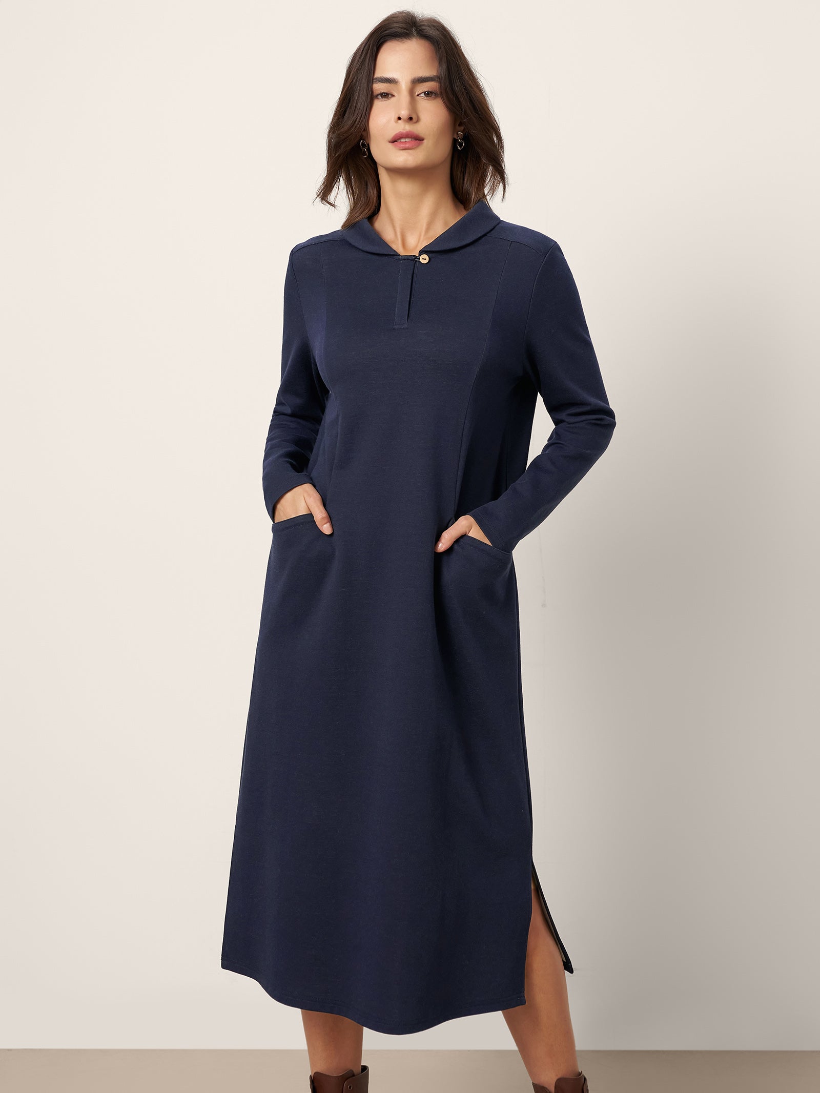 Cotton Collared Midi Dress ELYSE