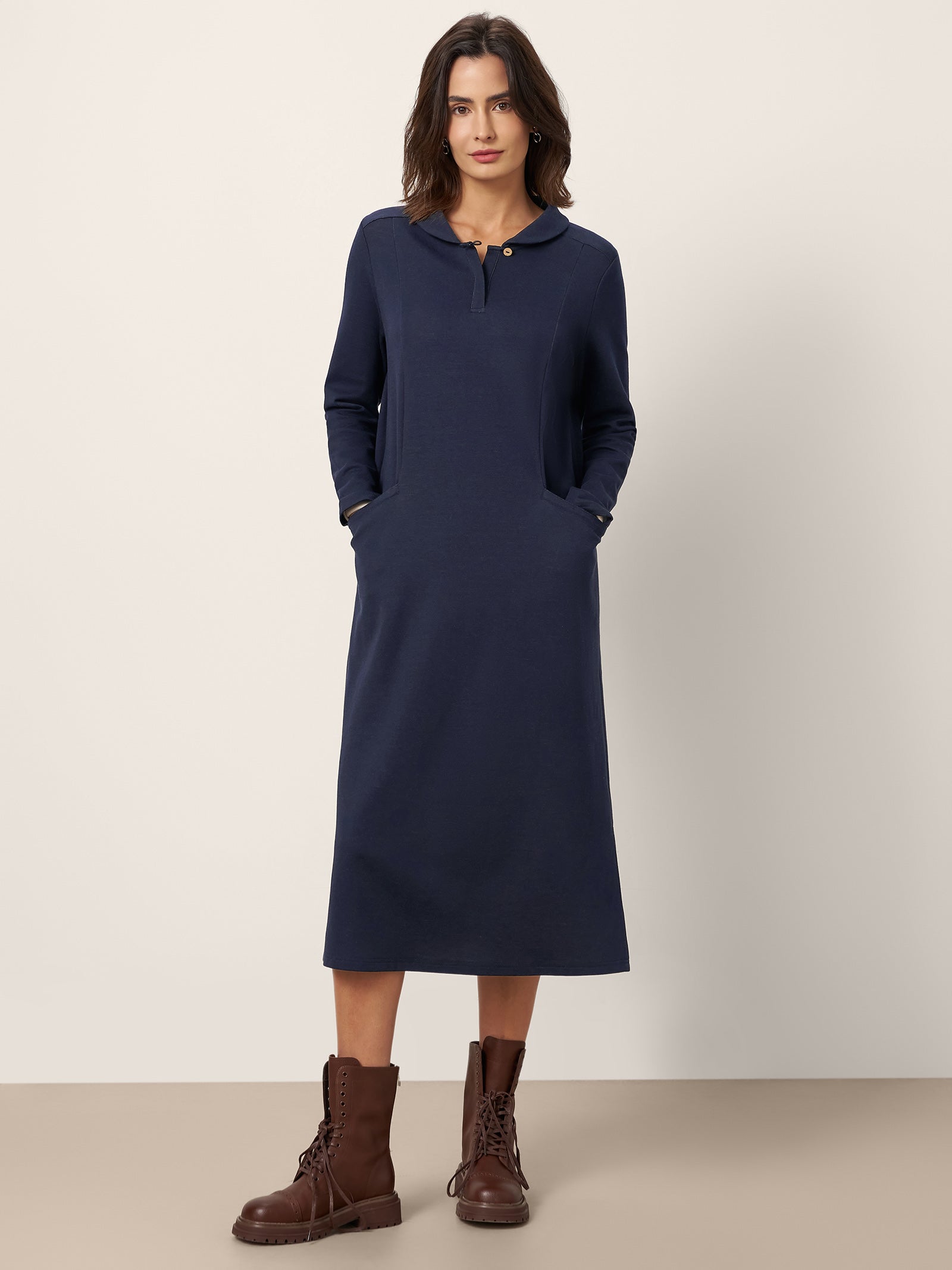 Cotton Collared Midi Dress ELYSE