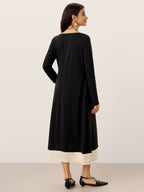 Cotton Linen Button Decor Colorblock Maxi Dress NIMUE