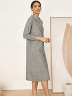 Linen Round Soft-Fold Collar Midi Dress MELLOW