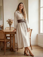100% Linen Hooded Pullover Maxi Dress REBECCA