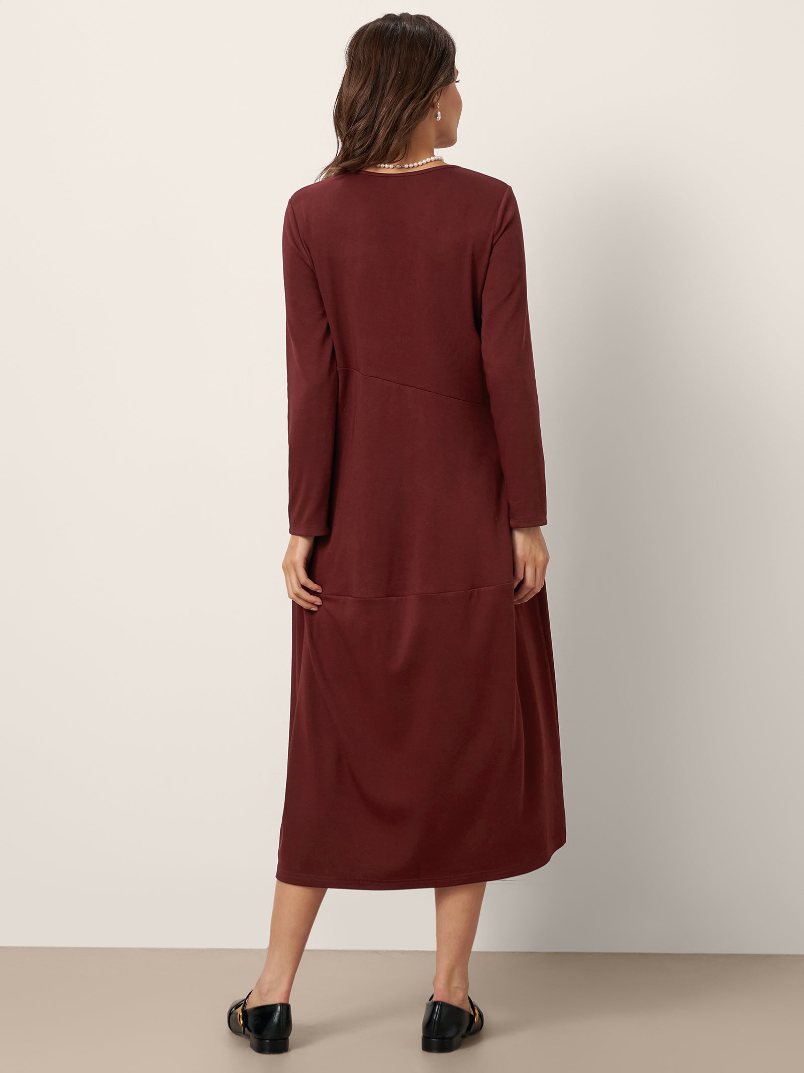 Wool-Cotton Asymmetric Cocoon Midi Dress AVERIE