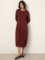 Wool-Cotton Asymmetric Cocoon Midi Dress AVERIE