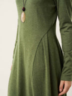 Wool Sculpted Pleats Turtleneck Maxi Dress BRIAR