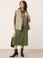 Wool Sculpted Pleats Turtleneck Maxi Dress BRIAR