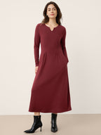 Wool Lyocell Sculpted Inverted Pleat Midi Dress DARIA