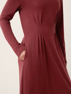 Wool Lyocell Sculpted Inverted Pleat Midi Dress DARIA