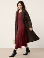 Wool Lyocell Sculpted Inverted Pleat Midi Dress DARIA