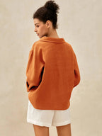 100% Linen Draped Neck Top HOLLIS